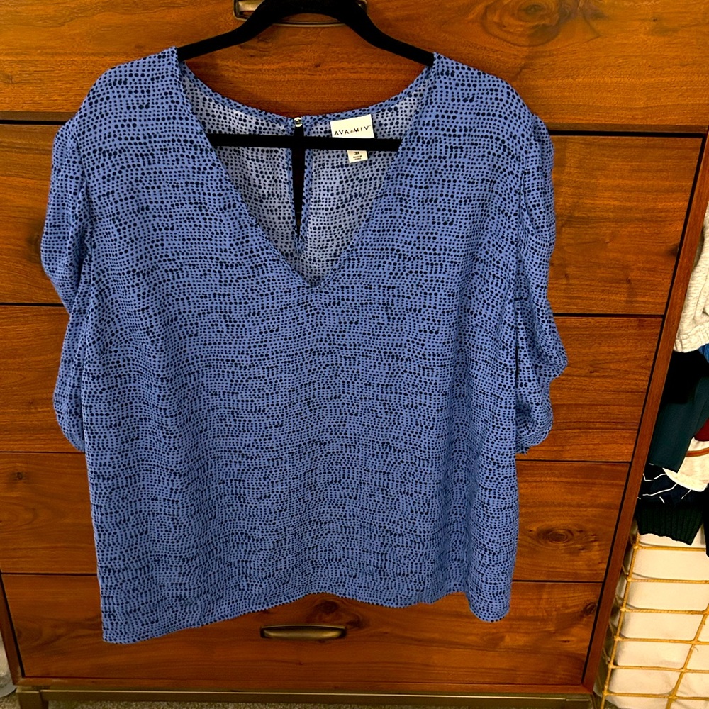 Ava & Viv 3x plus blue blouse